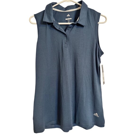 adidas Tops - Adidas Golf Size Large Sleeveless Space Dye Crew Navy Polo Shirt $50 NWT Women's